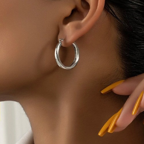 Sterling silver timeless round hoop earrings 25mm or 30mm size