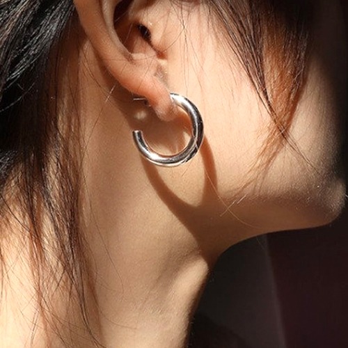 Sterling silver everlasting classic stud hoop earrings 25mm or 30mm size