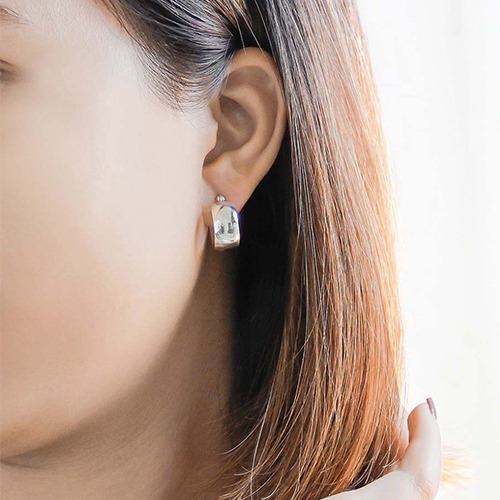 Sterling silver small classic oval shape clip hoop earrings 20mm