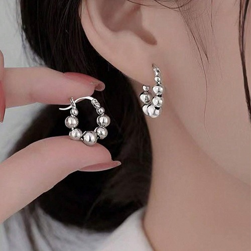 Sterling silver small ball hoop clip earrings 14mm size