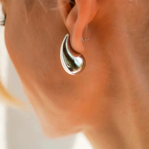 Sterling silver small modern teardrop stud earrings 27mm size