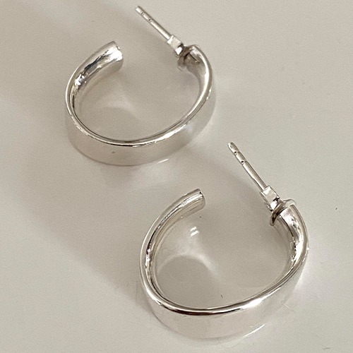 Sterling silver small oval stud hoop earrings 20mm size