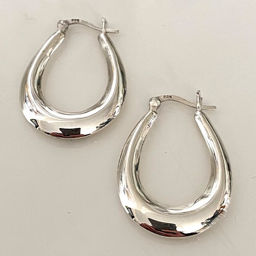 Sterling silver Donna teardrop hoop earrings 30mm size