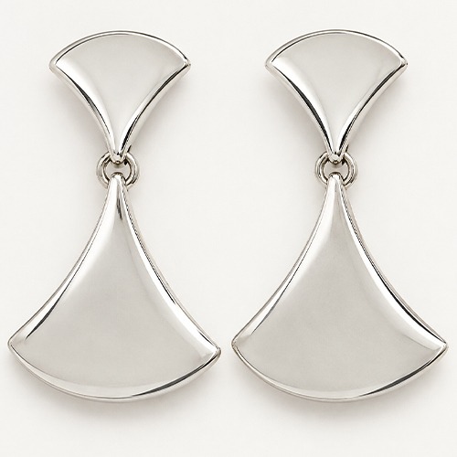 Sterling silver bold triangle shape stud hanging earrings 50mm long - Image 5