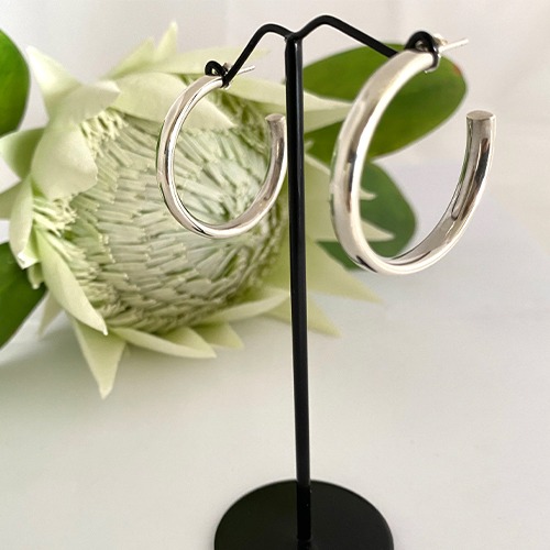 Sterling silver medium stud hoop earrings 35mm size