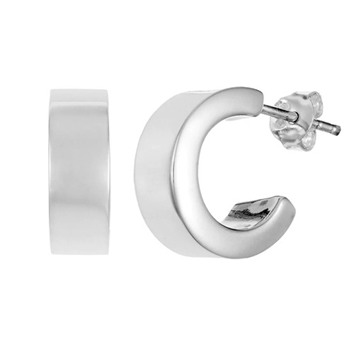 Sterling silver small wide stud hoop earrings 18mm size