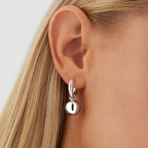 Sterling silver ball pretty women earrings Medium 14mm size