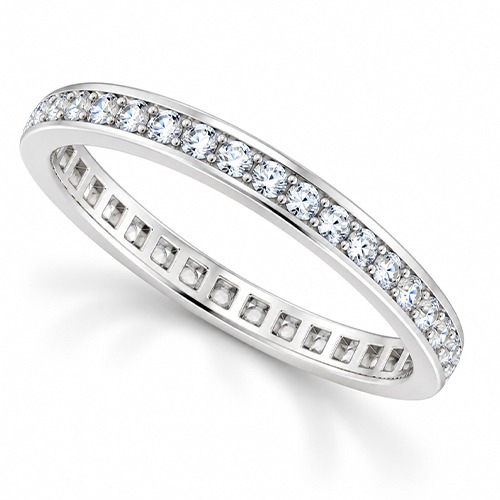Sterling silver Genesis design dainty eternity cubic zirconia band ring 3mm wide