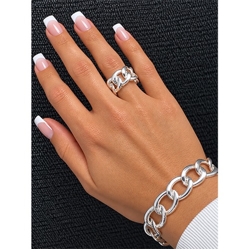 Sterling silver Curb design solid linked style bulky band ring 13mm wide - Image 3
