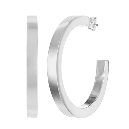 Sterling silver medium stud hoop earrings 40mm size