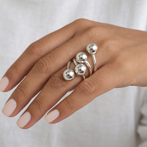 Solid Sterling silver abstract ball ring 35mm wide