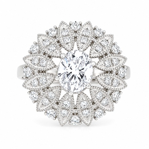 Sterling silver Allison design flower design cubic zirconia ring 25mm wide - Image 2