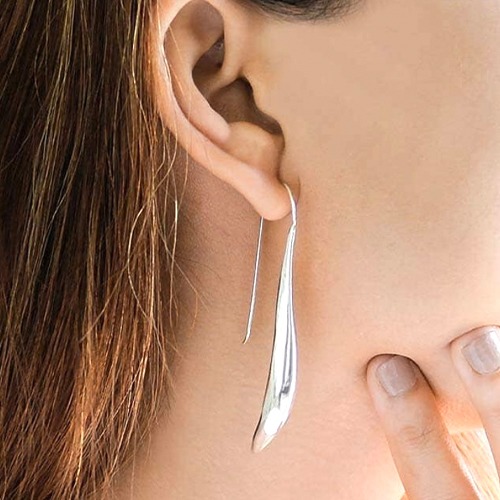 Sterling silver long sleek teardrop earrings 60mm long