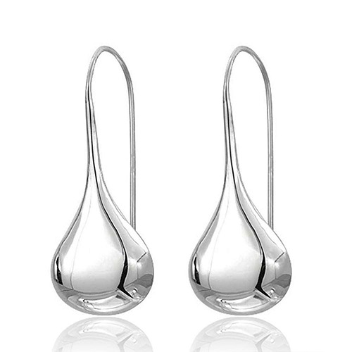Sterling silver long bulky teardrop hanging earrings 46mm long