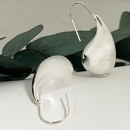 Sterling silver bulky hanging teardrop earrings 45mm long