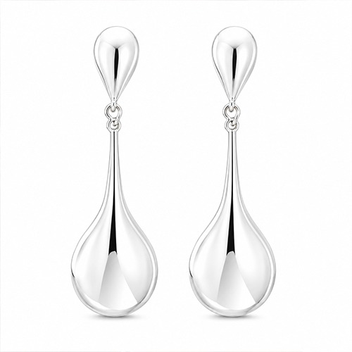 Sterling silver long teardrop shape stud earrings 55mm long - Image 4