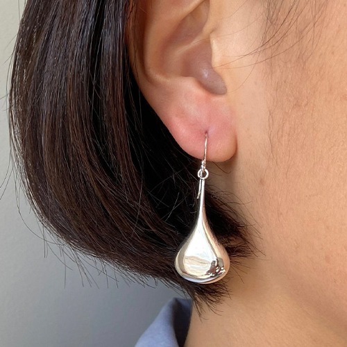 Sterling silver classic teardrop silver hanging earrings 44mm long