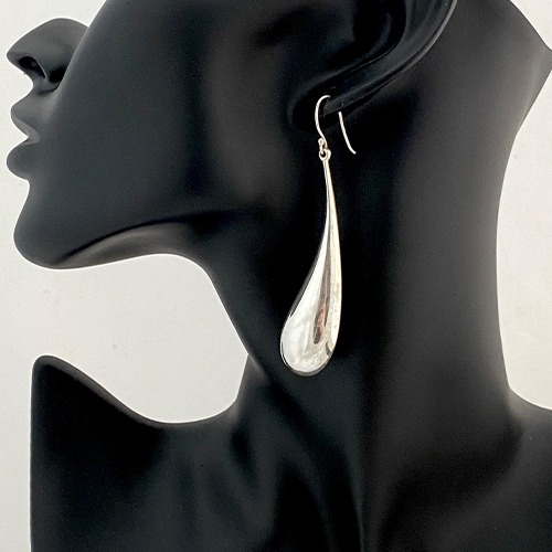 Sterling silver long hanging teardrop earrings 70mm long