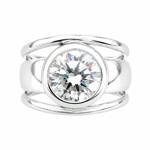 Classic Sterling silver Evelina design classic triple band cubic zirconia ring 17mm wide