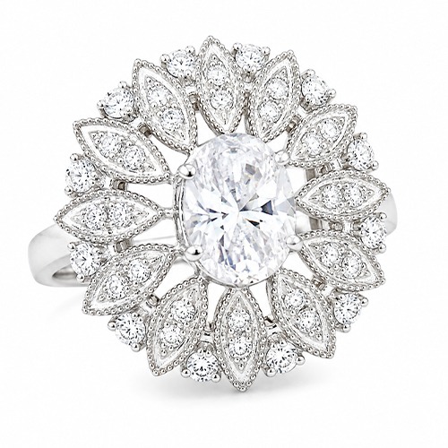 Sterling silver Allison design flower design cubic zirconia ring 25mm wide - Image 3