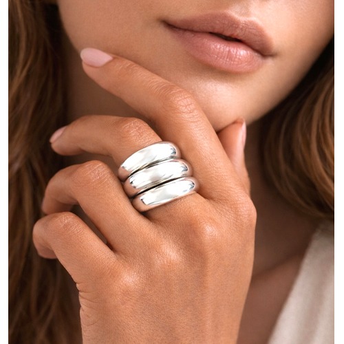 Sterling silver bulky triple band plain solid ring 20mm wide