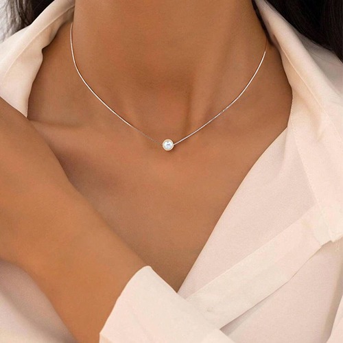 Sterling silver freshwater pearl floating silver necklace