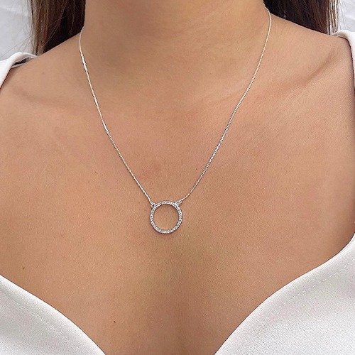 Sterling silver cubic zirconia circle of life necklace