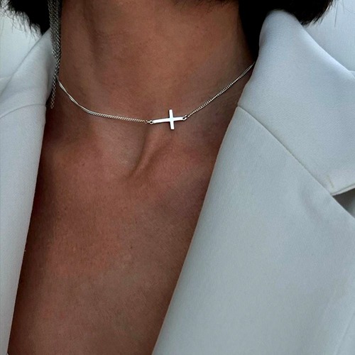 Sterling silver dainty cross necklace