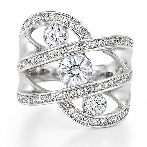 Sterling silver Carol design cubic zirconia band ring 18mm wide