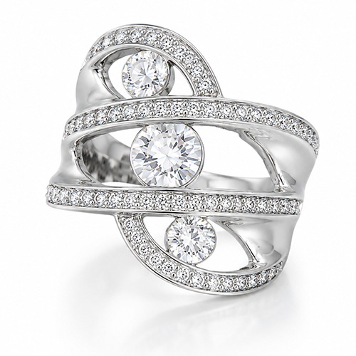 Sterling silver Carolina design cubic zirconia band ring 18mm wide - Image 2