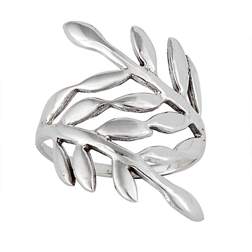 Sterling silver branch leaf design ring 18mm wide | VDM Jewellery