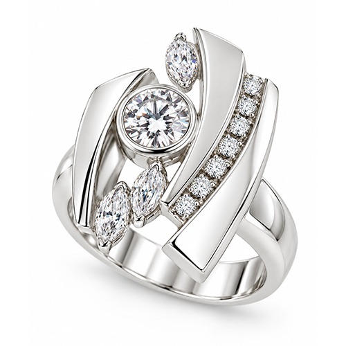 Sterling silver Abba design unique shape cubic zirconia ring 20mm wide - Image 2