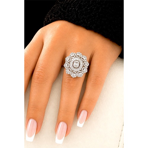 Sterling silver Victorian design round cubic zirconia ring 24mm wide - Image 5