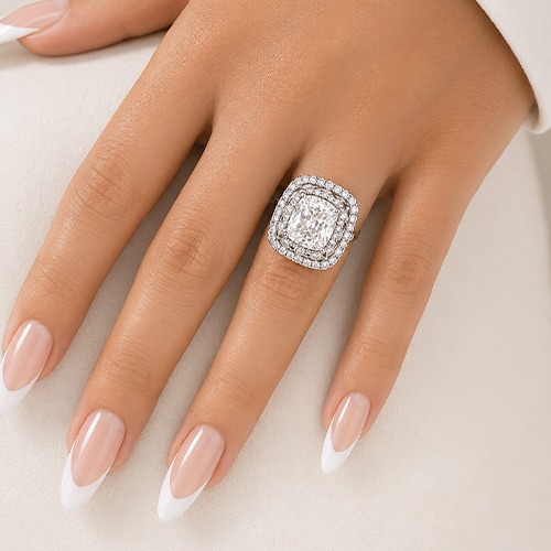 Sterling silver Theresa design classic square cubic zirconia ring 18mm wide - Image 3