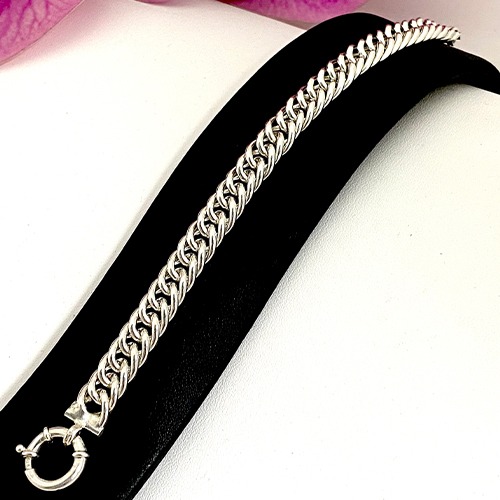 Sterling silver Cuban triple link bracelet 9mm wide link