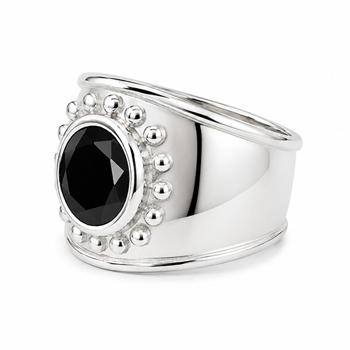 Sterling silver Boon design bulky black cubic zirconia band ring 19mm wide - Image 3