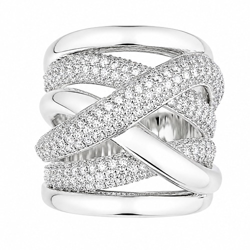 Sterling silver Annie design cubic zirconia woven wide bulky band ring 25mm wide - Image 4