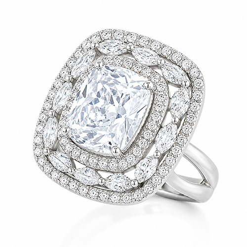 Sterling silver Theresa design classic square cubic zirconia ring 18mm wide - Image 2