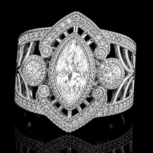 Sterling silver Ariana cubic zirconia teardrop shape ring 20mm wide