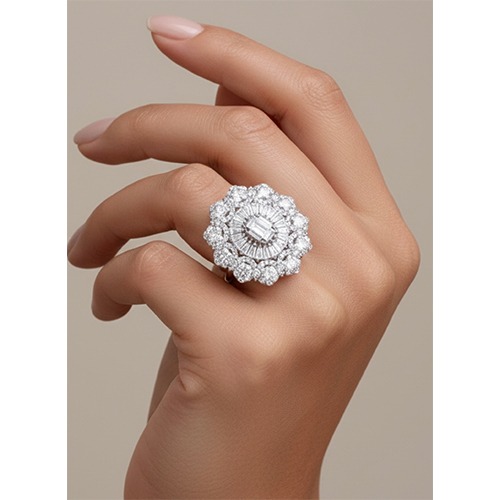 Sterling silver Victorian design round cubic zirconia ring 24mm wide - Image 3