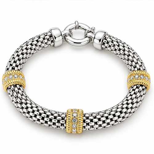 Sterling silver Ashley design gold plated and silver mesh bracelet 7mm wide