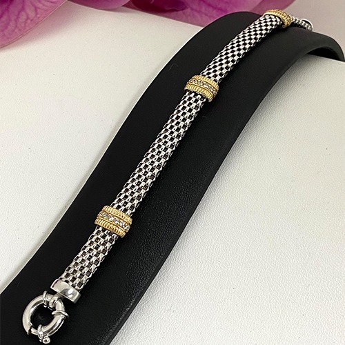 Sterling silver Ashley design gold plated and silver mesh bracelet 7mm wide - Image 3