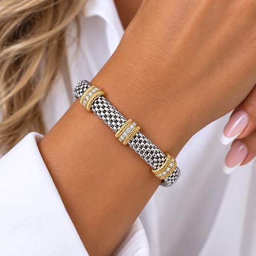 Sterling silver Ashley design gold plated and silver mesh bracelet 7mm wide - Image 2