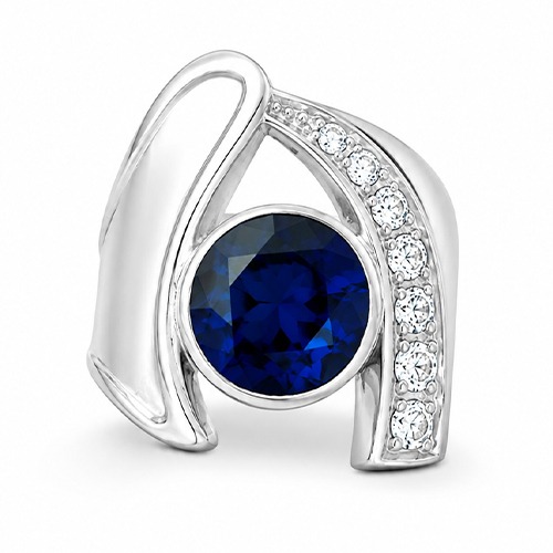 Sterling silver Angelique design unique shape blue tanzanite cubic zirconia band ring 22mm wide - Image 4