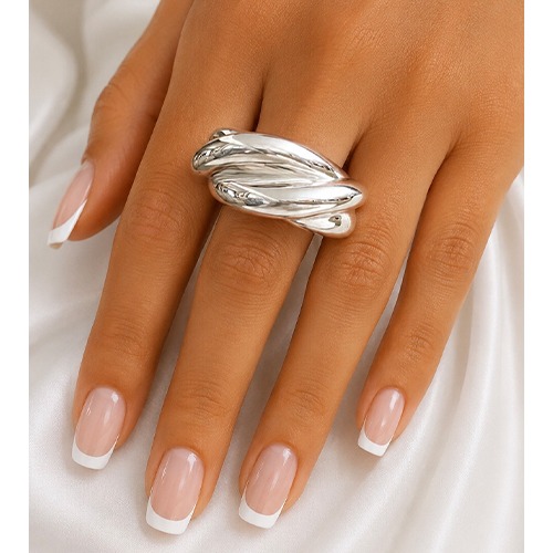 Sterling silver bold & bulky twisted design ring 15mm wide