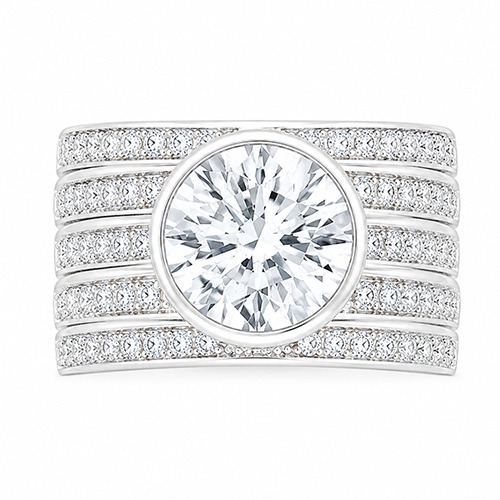 Sterling silver Cecile design classic round cubic zirconia band ring 15mm wide