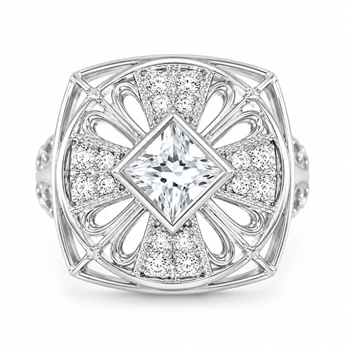 Sterling silver Nyla design cross pattern cubic zirconia ring 20mm wide