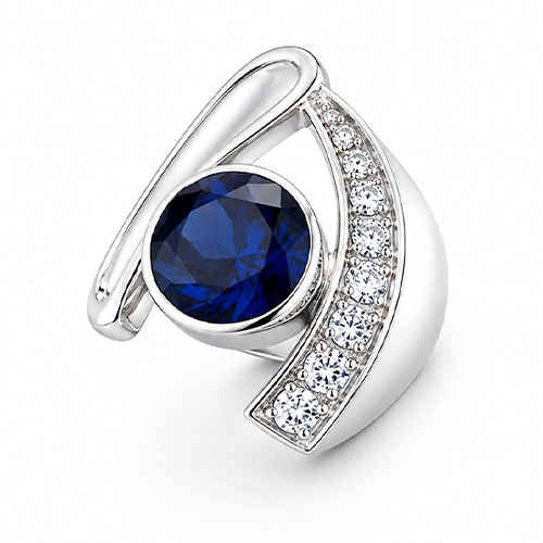 Sterling silver Angelique design unique shape blue tanzanite cubic zirconia band ring 22mm wide - Image 3