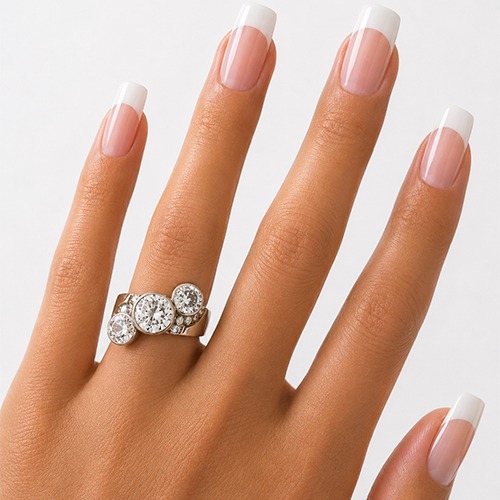 Sterling silver Colette design three trinity cubic zirconia band ring 13mm wide - Image 3