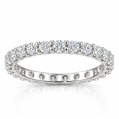 Sterling silver Alina design classic cubic zirconia eternity stacking band ring 3mm wide